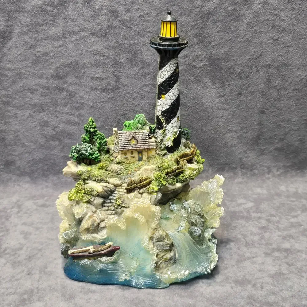 Lighthouse Cottage & Ocean Waves Collectible Home Decor Music Box